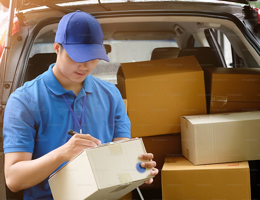 Courier handling a package for delivery